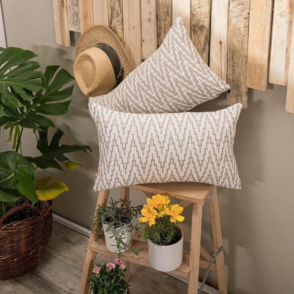 Μαξιλάρι Διακοσμητικό (Με Γέμιση) Giardino 02 Beige Teoran 30X50 Cotton-Polyester