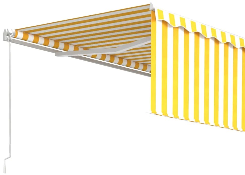 vidaXL Τέντα Συρόμενη Χειροκίνητη με Σκίαστρο Κίτρινο/Λευκό 4,5 x 3 μ.