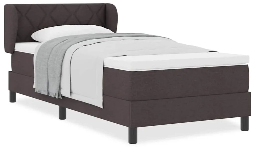 vidaXL Κρεβάτι box spring με στρώμα με στρώμα Σκούρο καφέ Σκούρο καφέ