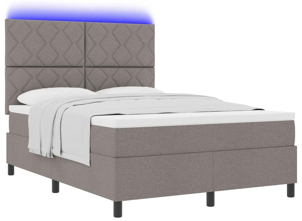 vidaXL Κρεβάτι με ελατήρια και στρώμα & LED - Ταμπά 160 x 200 εκ. Καμβάς