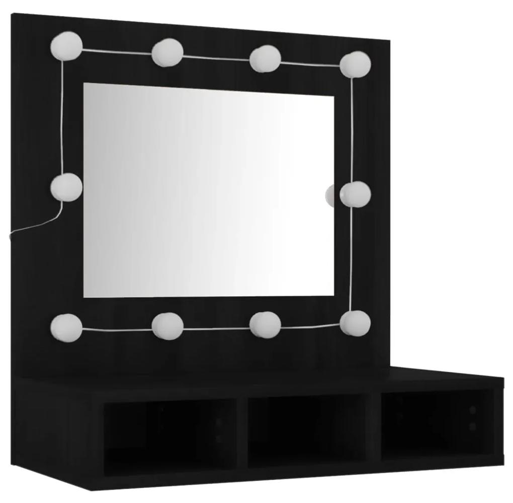 vidaXL Έπιπλο Καθρέφτη με LED Μαύρο 60 x 31,5 x 62 εκ.