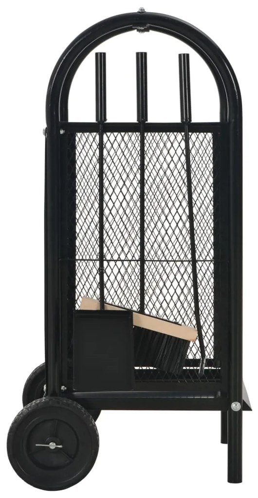 vidaXL Καρότσι Μεταφοράς Καυσόξυλων Μαύρο 30 x 35 x 81 εκ. Ατσάλινο