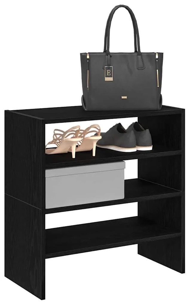 Ράφια παπουτσιών 2 τμχ στοιβαζόμενα Μαύρη βελανιδιά