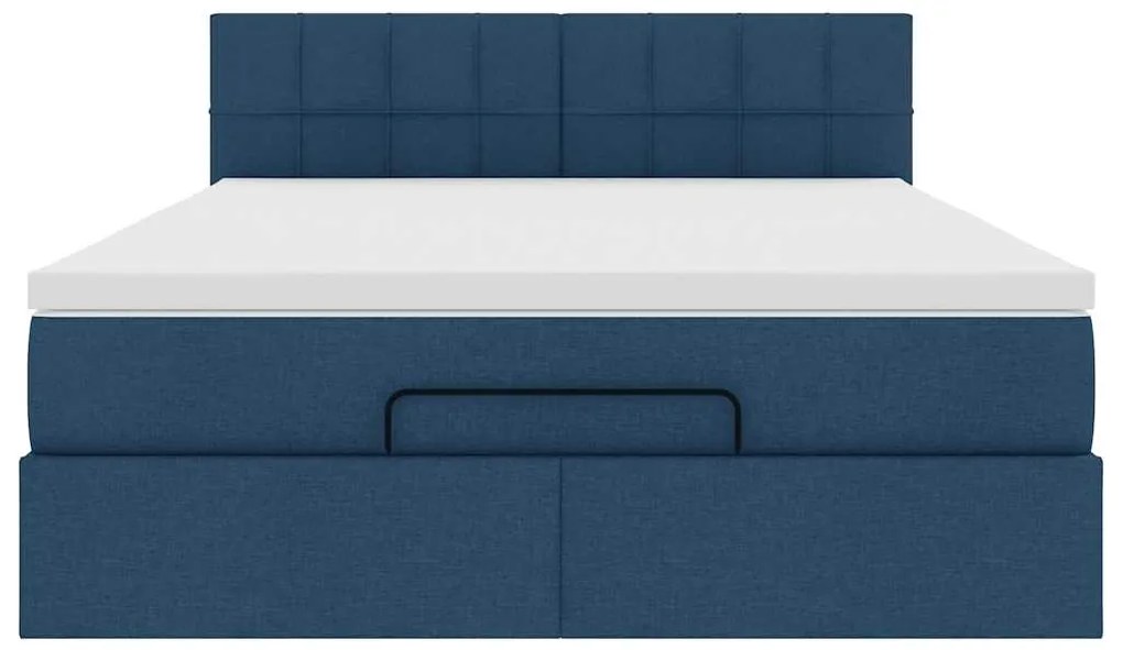 vidaXL Οθωμανικό κρεβάτι με στρώμα μπλε 140x200cm ύφασμα