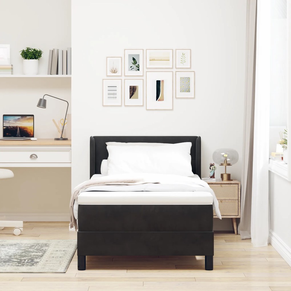 vidaXL Κρεβάτι με Στρώμα Μαύρο 90x190 cm Βελούδινο