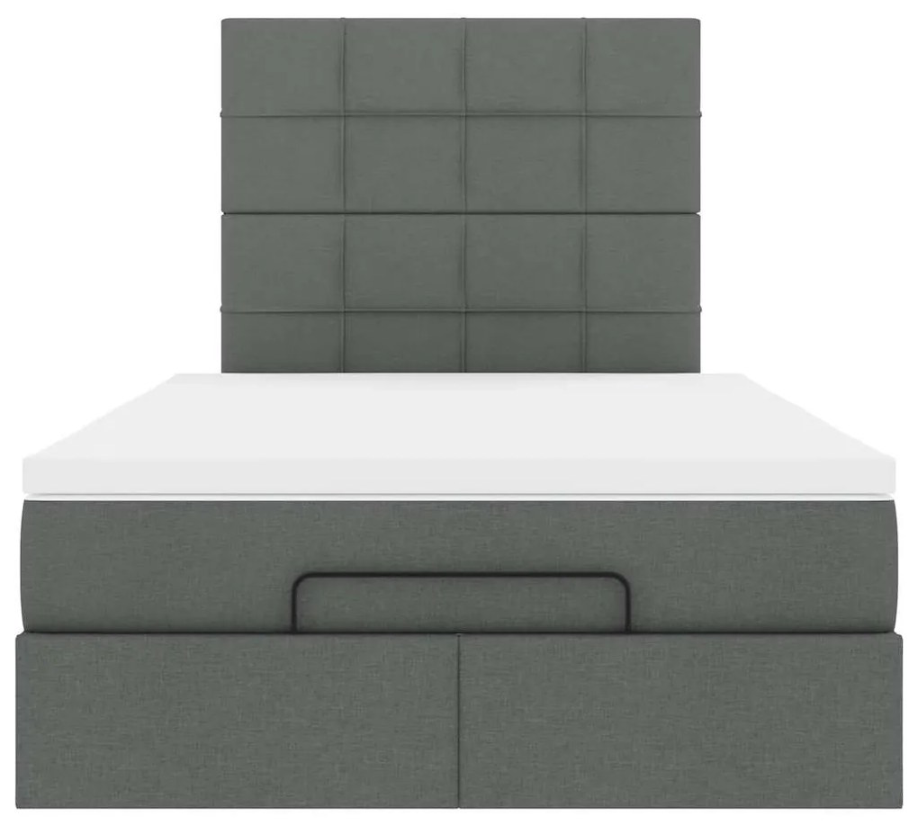 Οθωμανικό κρεβάτι με στρώμα &amp; LEDs Σκούρο γκρι 120x190cm Ύφασμα - Γκρι