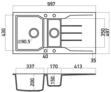 Νεροχύτης Sanitec 100 1/2B 1D-Ώχρα