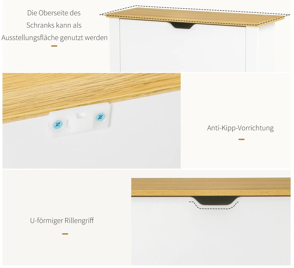 HOMCOM ντουλάπι παπουτσιών, 2 ράφια, χωρητικότητα 12 ζευγάρια παπούτσια, 72 x 26 x 80 cm, λευκό + καφέ