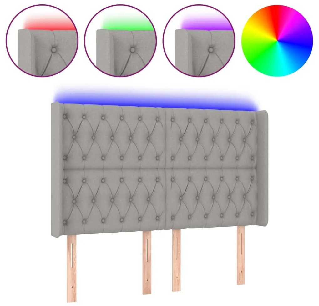 vidaXL Κεφαλάρι Κρεβατιού LED Ανοιχτό Γκρι 163x16x118/128 εκ.