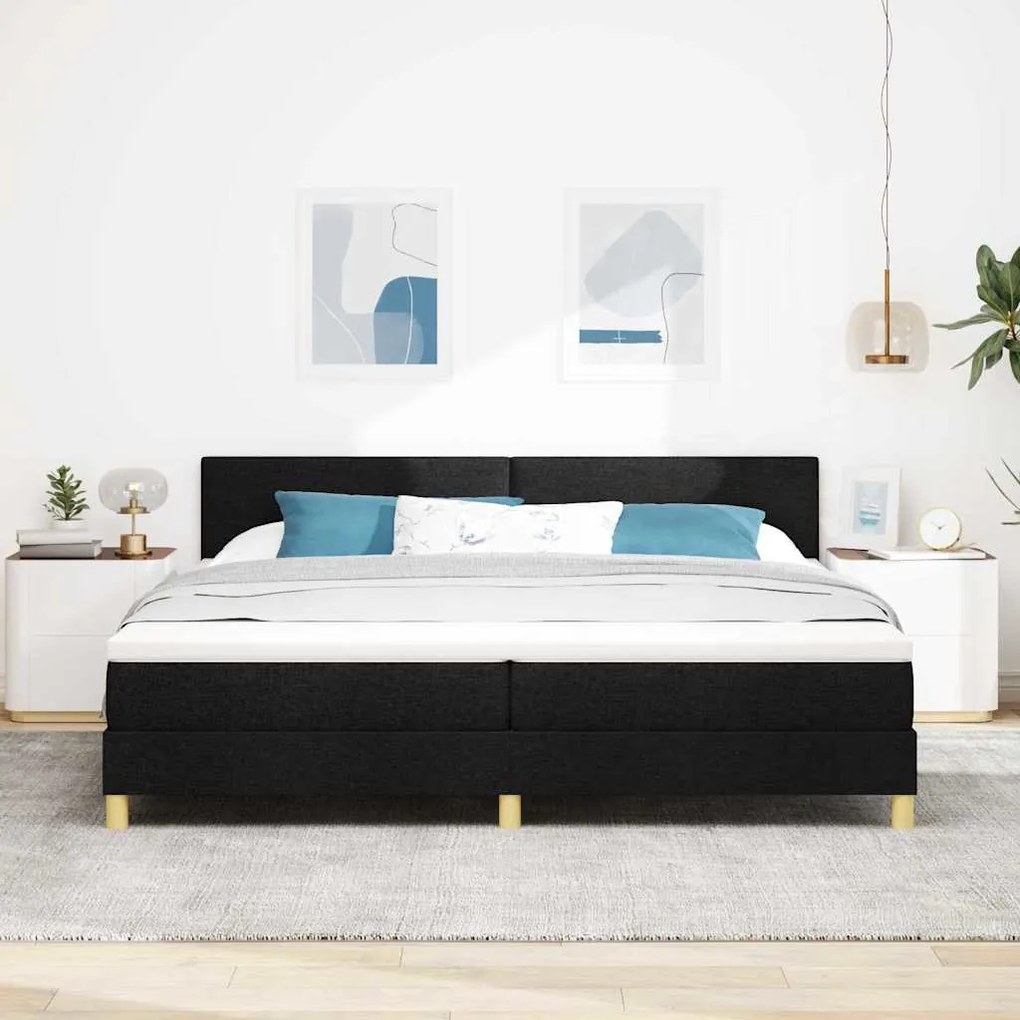 vidaXL Κρεβάτι με ελατήρια με στρώμα Μαύρο 200 x 200 cm ύφασμα