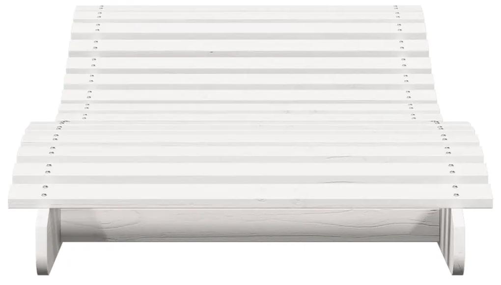 vidaXL Ξαπλώστρα Λευκό 205x80x31,5 εκ. από Μασίφ Ξύλο Πεύκου