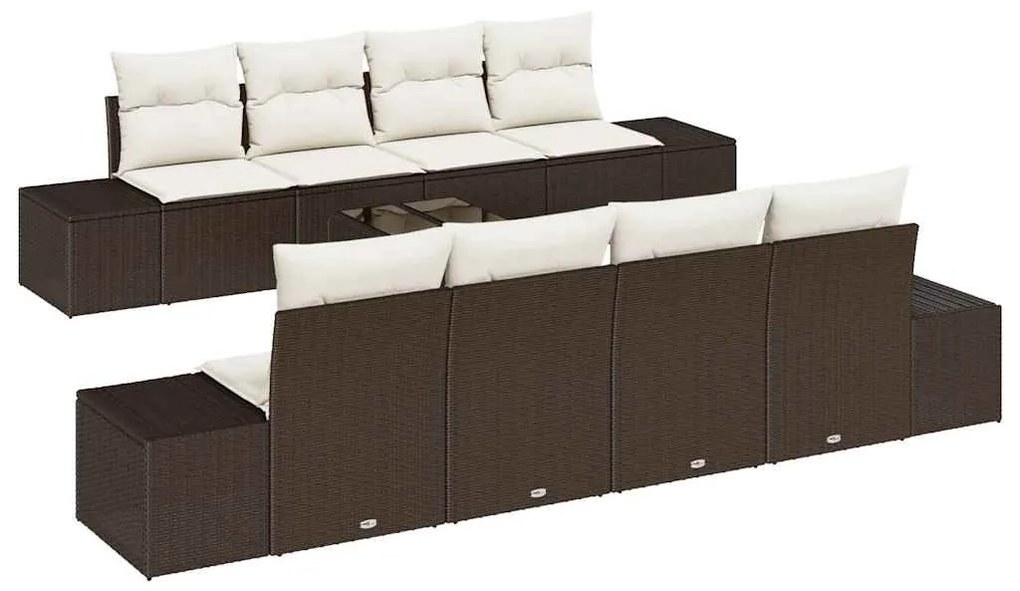 vidaXL Σετ Καναπέ Κήπου 8 pcs Καφέ και Κρέμα συνθετικό ρατάν