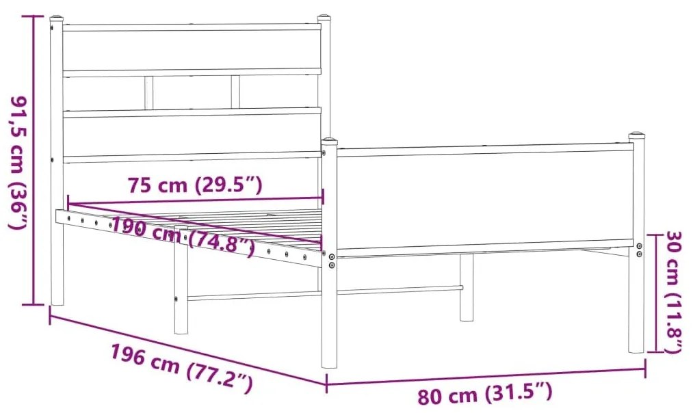 Πλαίσιο Κρεβατιού Χωρ. Στρώμα Καφέ Δρυς 75x190εκ Επεξ. Ξύλο - Καφέ