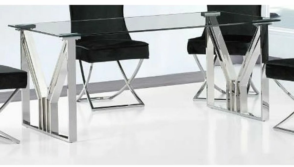 Τραπεζαρία DKD Home Decor Κρυστάλλινο Χάλυβας (180 x 90 x 75 cm)