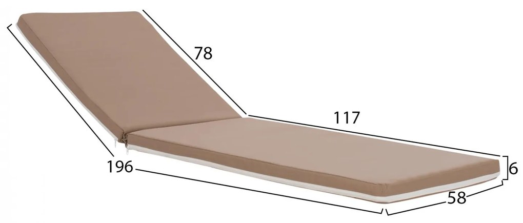 ΜΑΞΙΛΑΡΙ ΞΑΠΛΩΣΤΡΑΣ TEXTILENE 600gr/m2 2X1 SIFNOS ΜΟΚΑ  196(117+1+78)x58x6 εκ.