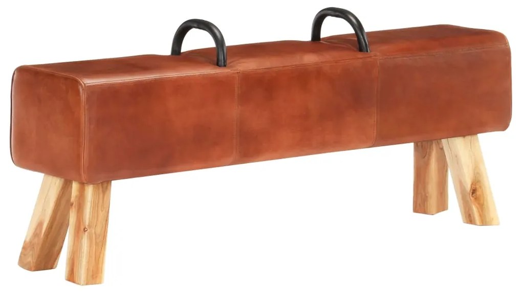 vidaXL Πάγκος Turnbock Vintage με Λαβές από Γνήσιο Δέρμα Κατσίκας