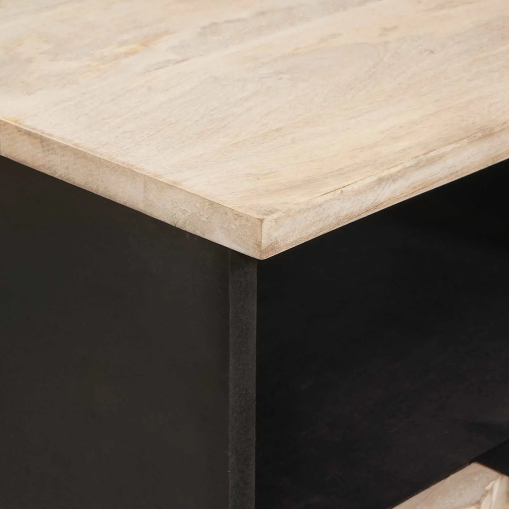 vidaXL Κομοδίνο με συρτάρι Λευκό 40 x 33 x 46 εκ. Στερεό ξύλο μάνγκο