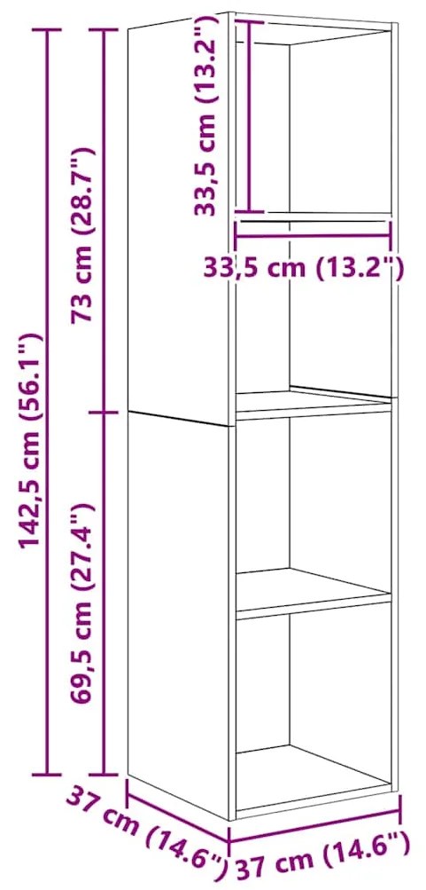 vidaXL Σετ Τηλεοπτικού Κάδου 3 pcs Μαύρη δρυς 37 x 37 x 142.5 εκ