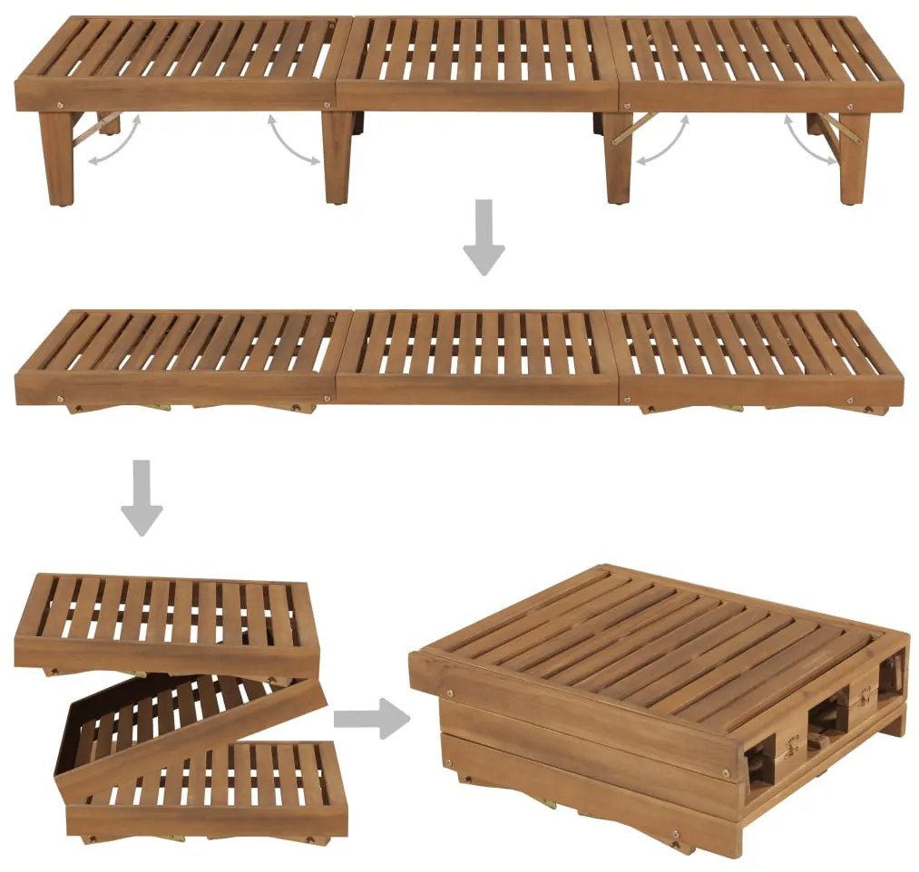 vidaXL Ξαπλώστρα Πτυσσόμενη από Μασίφ Ξύλο Ακακίας με Μαξιλάρι