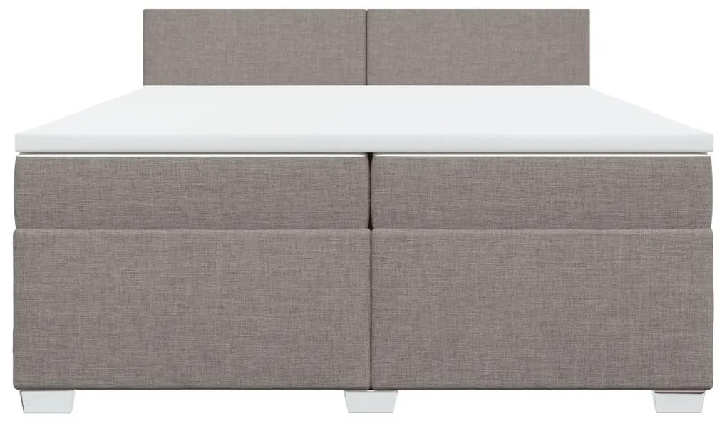 Κρεβάτι Boxspring με Στρώμα Taupe 200x200 εκ. Υφασμάτινο - Μπεζ-Γκρι