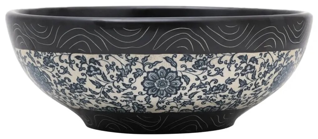 vidaXL Νιπτήρας Μαύρος και Μπλε Φ41 x 14 εκ. Κεραμικός