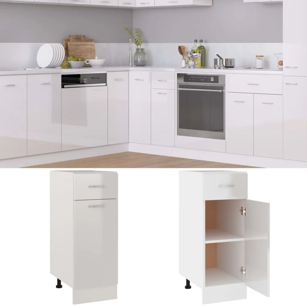 vidaXL Ντουλάπι με Συρτάρι Lyon Γυαλιστερό Λευκό 30x46x81,5εκ.