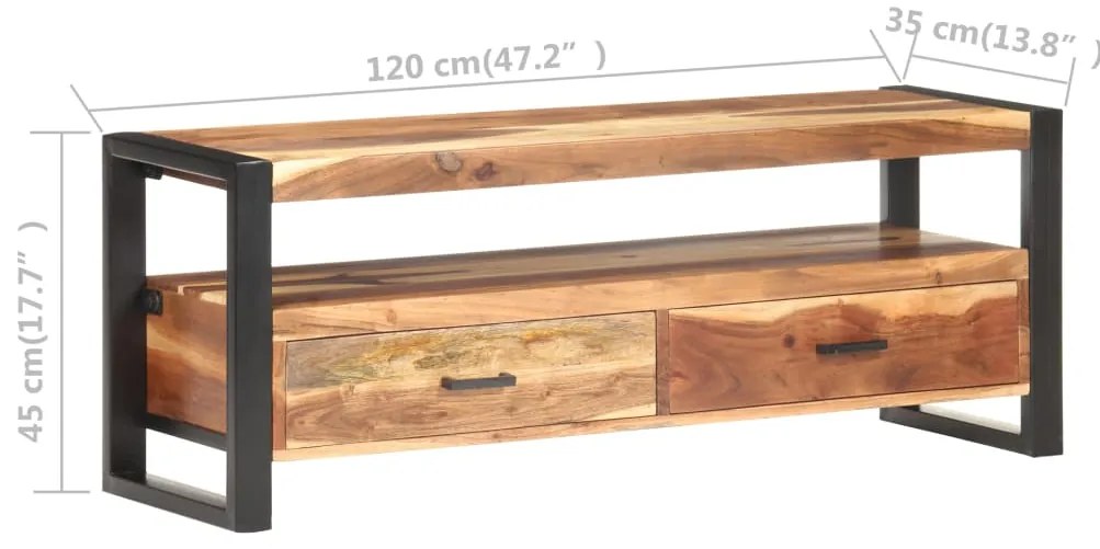 vidaXL Έπιπλο Τηλεόρασης 120x35x45 εκ Μασίφ Ξύλο με Φινίρισμα Sheesham
