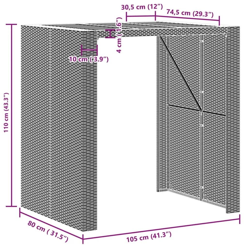 Τραπέζι Κήπου Επιφάνεια Ακακίας Γκρι 105x80x110 εκ. Συνθ. Ρατάν - Γκρι