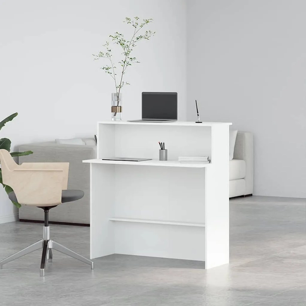 vidaXL Γραφείο υποδοχής Λευκό 100x50x103,5 εκ. Επεξεργασμένο Ξύλο