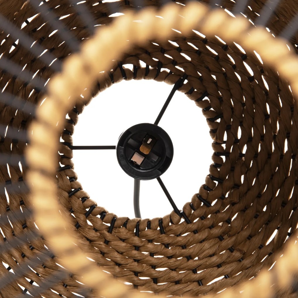 Φωτιστικό Οροφής Κρεμαστό Paper Rope Μπεζ-Μαύρο Μέταλλο-Φ26x40-120Υεκ.