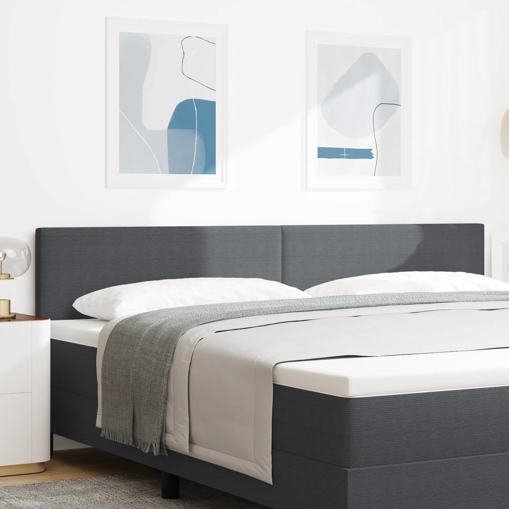 vidaXL LED Κεφαλάρι σε Απλό Σχεδιασμό Σκούρο Γκρι 100 εκ Υφασμάτινο Κορντούρας