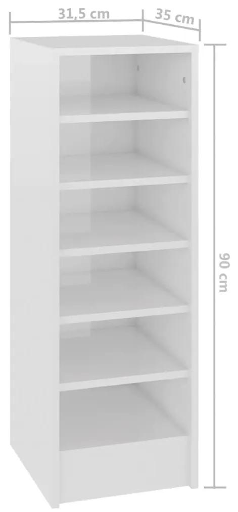 Παπουτσοθήκη Γυαλιστερό Λευκό 31,5x35x90 εκ. από Μοριοσανίδα - Λευκό