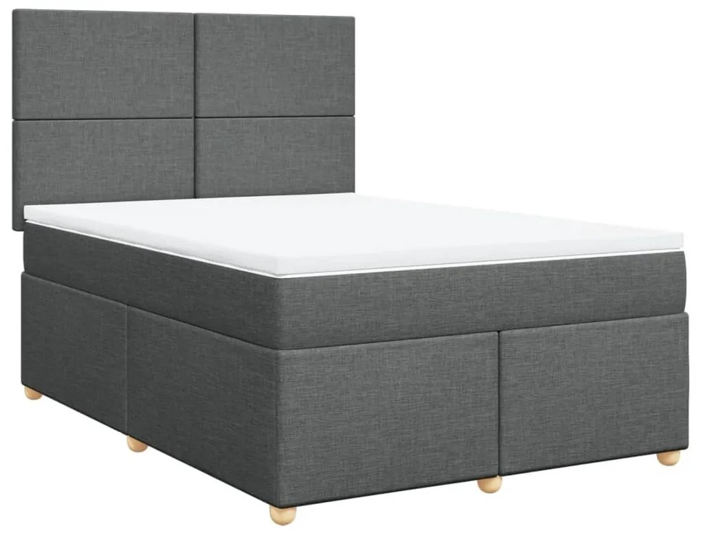 Κρεβάτι Boxspring με Στρώμα Σκούρο Γκρι 140x200 εκ Υφασμάτινο - Γκρι