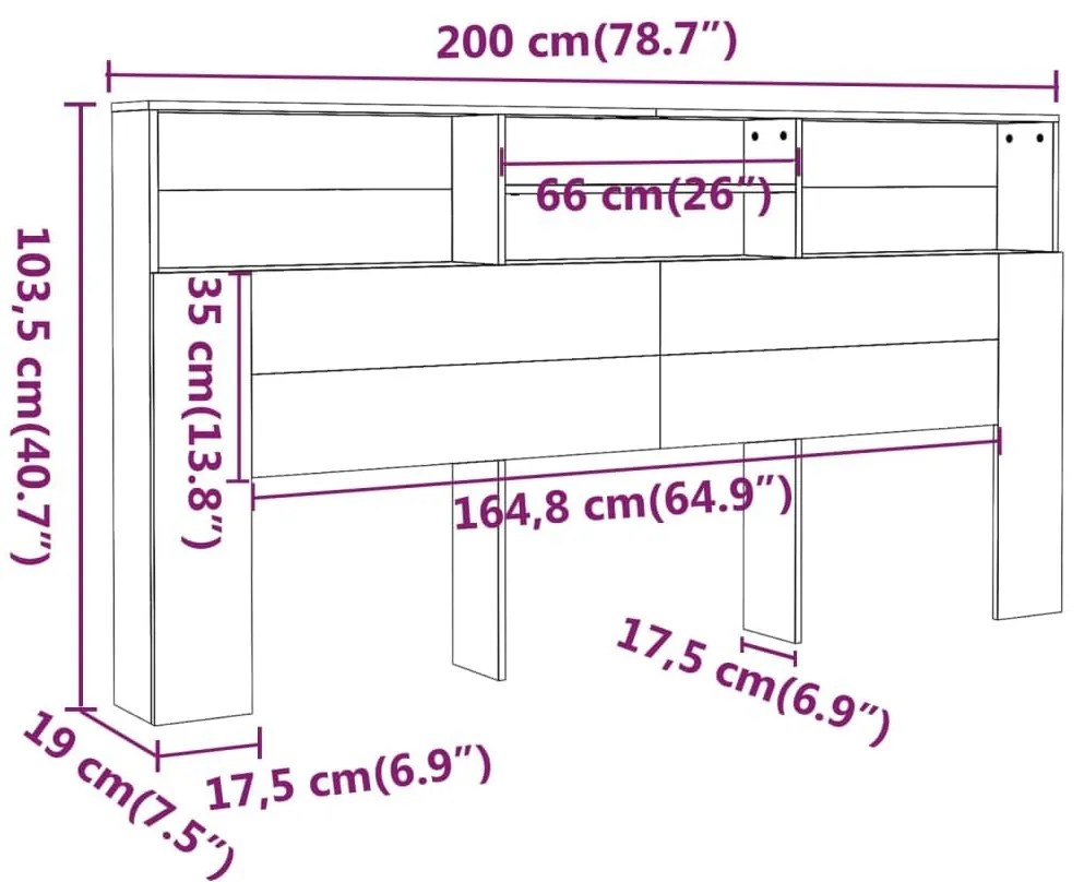 Κεφαλάρι Με Αποθηκευτικό Χώρο Sonoma Δρυς 200 x 19 x 103,5 εκ. - Καφέ