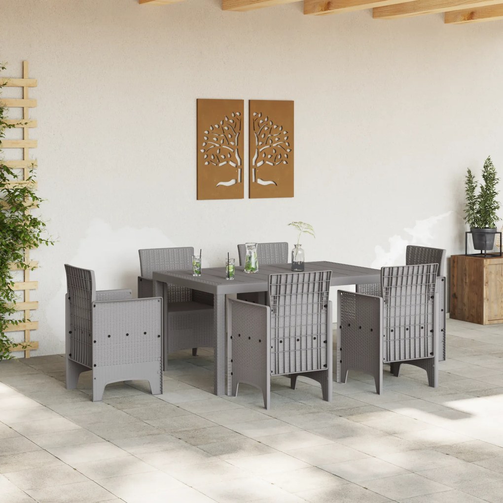 vidaXL Τραπέζι Κήπου Ανοιχτό Γκρι 150x100x73 εκ. Πολυ Ράτταν