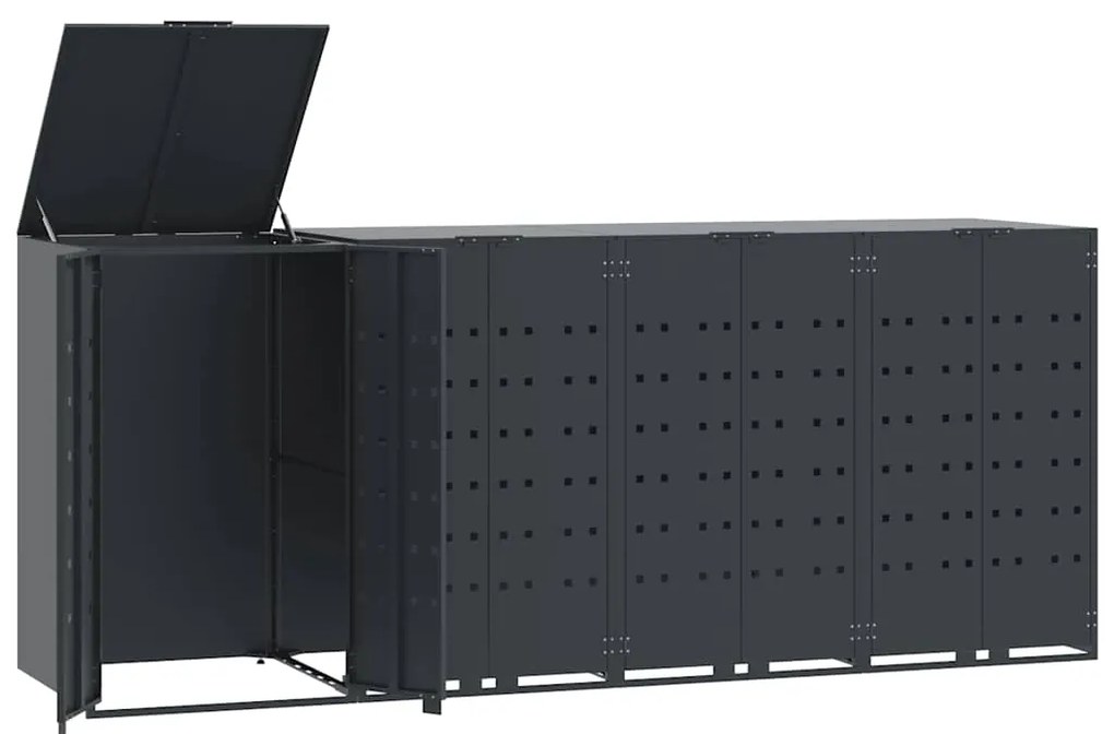 vidaXL Πλαίσιο Κάδων Απορριμμάτων 4 Κάδοι Ανθρακί 276x79x117 εκ Ατσάλι