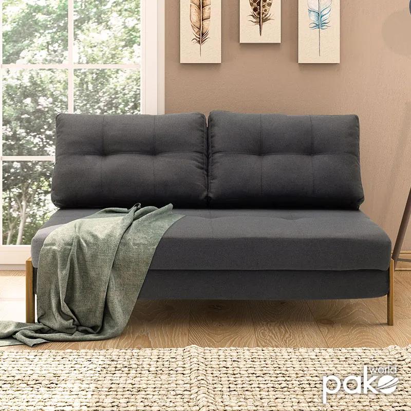 Καναπές 2θέσιος - κρεβάτι Fancy pakoworld με ύφασμα ανθρακί 150x92x77εκ - Ύφασμα - 024-000010