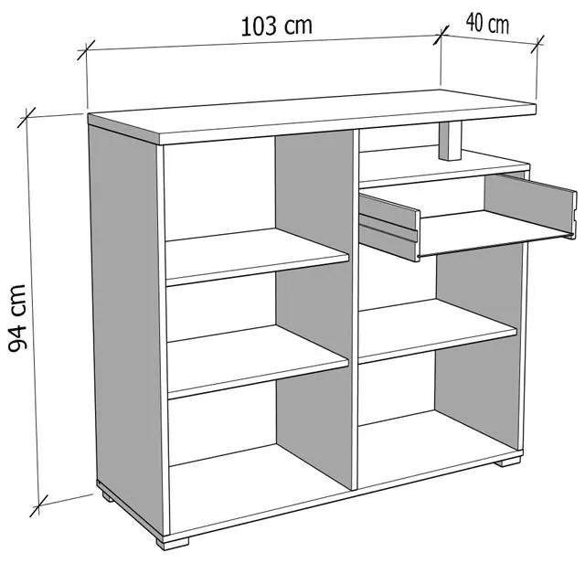 Μπουφές - Κομότα ATERNO 103 2K1F2V Λευκό - Artisan Oak 103x40x94εκ. 103x40x94 εκ.