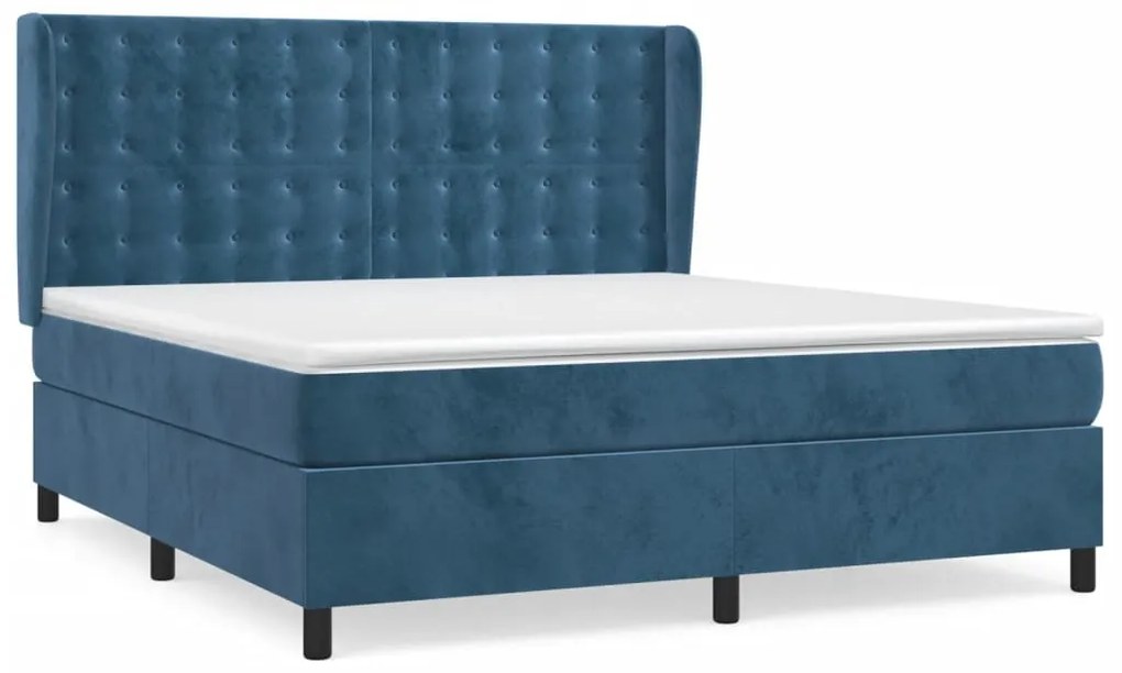 vidaXL Κρεβάτι Boxspring με Στρώμα Σκούρο Μπλε 160x200 εκ. Βελούδινο