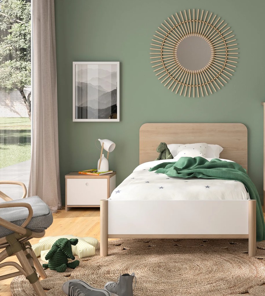 Insi Matis κρεβάτι ημίδιπλο 135x208x80εκ. ( για στρώμα 120x200εκ. ) Natural Chestnut / Λευκό 0101.GM40