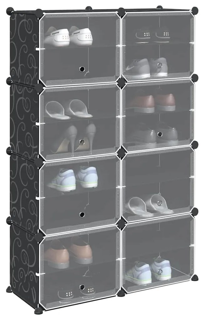 vidaXL Κύβοι Αποθ. & Οργάνωσης με Πόρτες 8 τεμ. Μαύροι Πολυπρ/λένιο