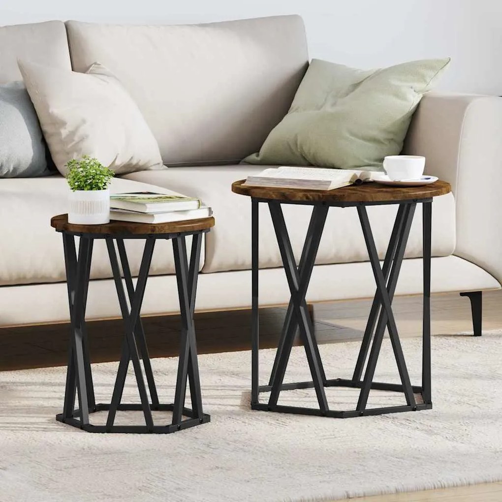 vidaXL Τραπεζάκι σαλονιού 2 pcs Καπνιστή δρυς 50 x 50 x 50 cm