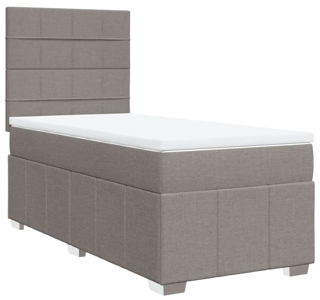 vidaXL Κρεβάτι Boxspring με Στρώμα Taupe 100 x 200 εκ. Υφασμάτινο