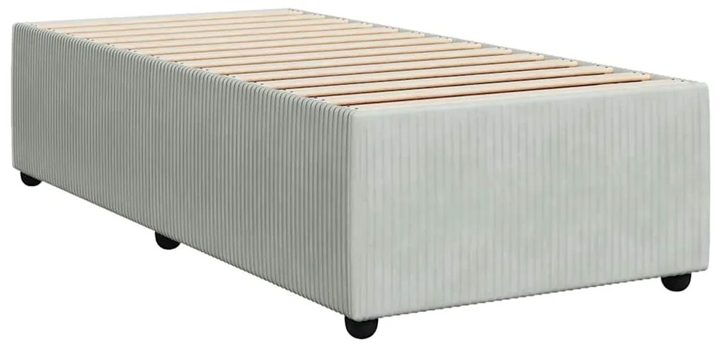 vidaXL Κρεβάτι Boxspring με Στρώμα Ανοιχτό Γκρι 100x200 εκ. Βελούδινο