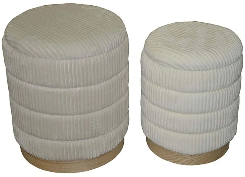Σκαμπό Pance Μπουκλέ (Σετ 2Τμχ) 353-000006 Φ40x44/33x38cm Beige-White
