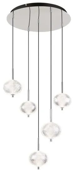 Κρεμαστό Φωτιστικό Οροφής LED 33W Χρώμιο Φ57 Aida 16042-5HC Globo Lighting-16042-5HC-Χρώμιο 16042-5HC