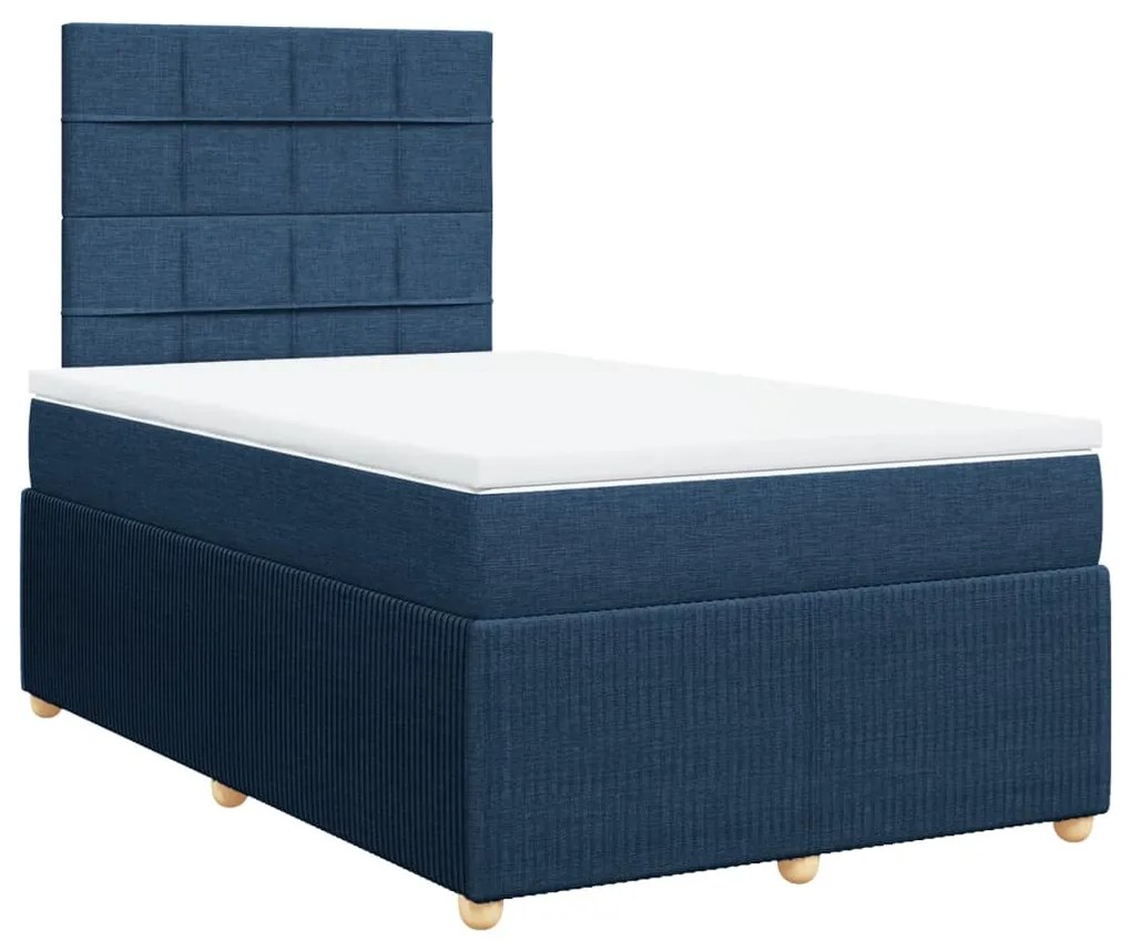 vidaXL Κρεβάτι Boxspring με Στρώμα Μπλε 120x200 εκ. Υφασμάτινο