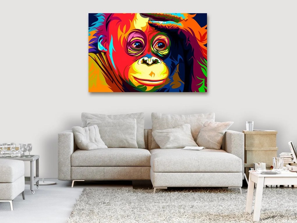 Πίνακας - Colourful Orangutan (1 Part) Wide 120x80