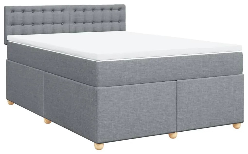 Κρεβάτι Boxspring με Στρώμα Ανοιχτό Γκρι 140x200 εκ. Υφασμάτινο - Γκρι