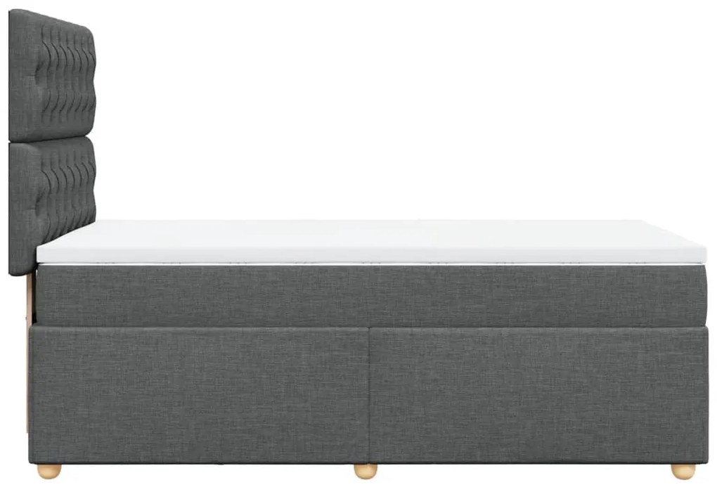 vidaXL Κρεβάτι Boxspring με Στρώμα Σκούρο Γκρι 100x200 εκ. Υφασμάτινο